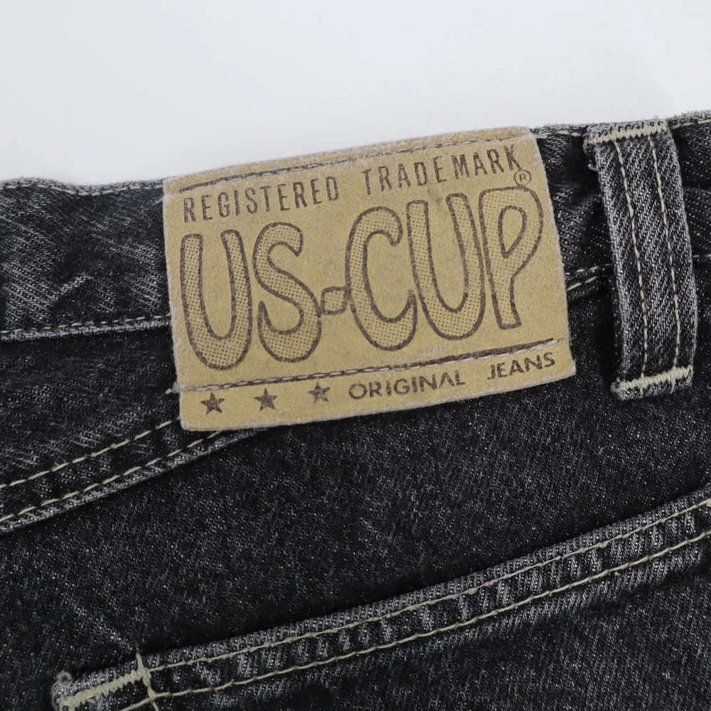 Vintage US-CUP Black Acid Wash Straight Leg Jeans Mens 30x30 High Rise 90s Denim